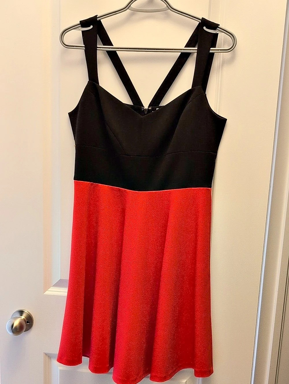 CeCe Color Block Mini Dress in Black & Red